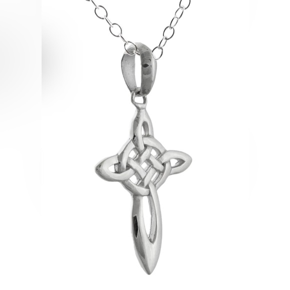 STERLING SILVER Celtic Infinity Knot Cross Necklace - Picture 5 of 5